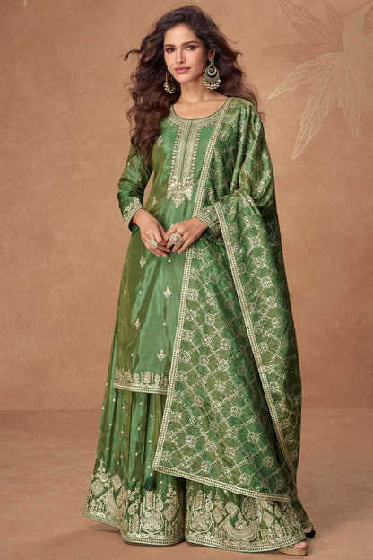 Green Silk Salwar Kameez - SFYS159104R
