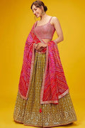 Green Sangeet Georgette Lehenga Choli With Floral Dupatta SFZC4701
