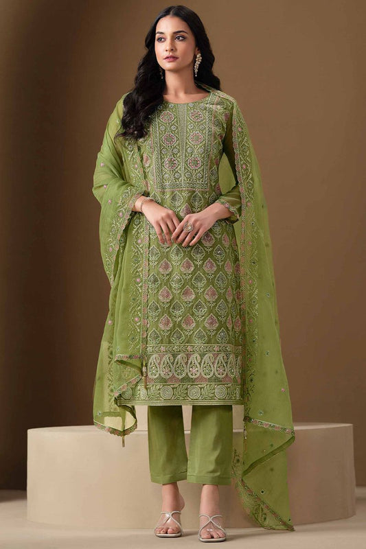 Green Chiffon Plus Size Wedding Salwar Kameez SFVPL30501
