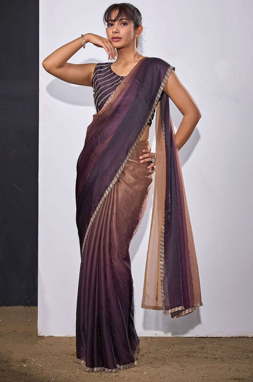 Brown Satin Sarees - SFSA572004
