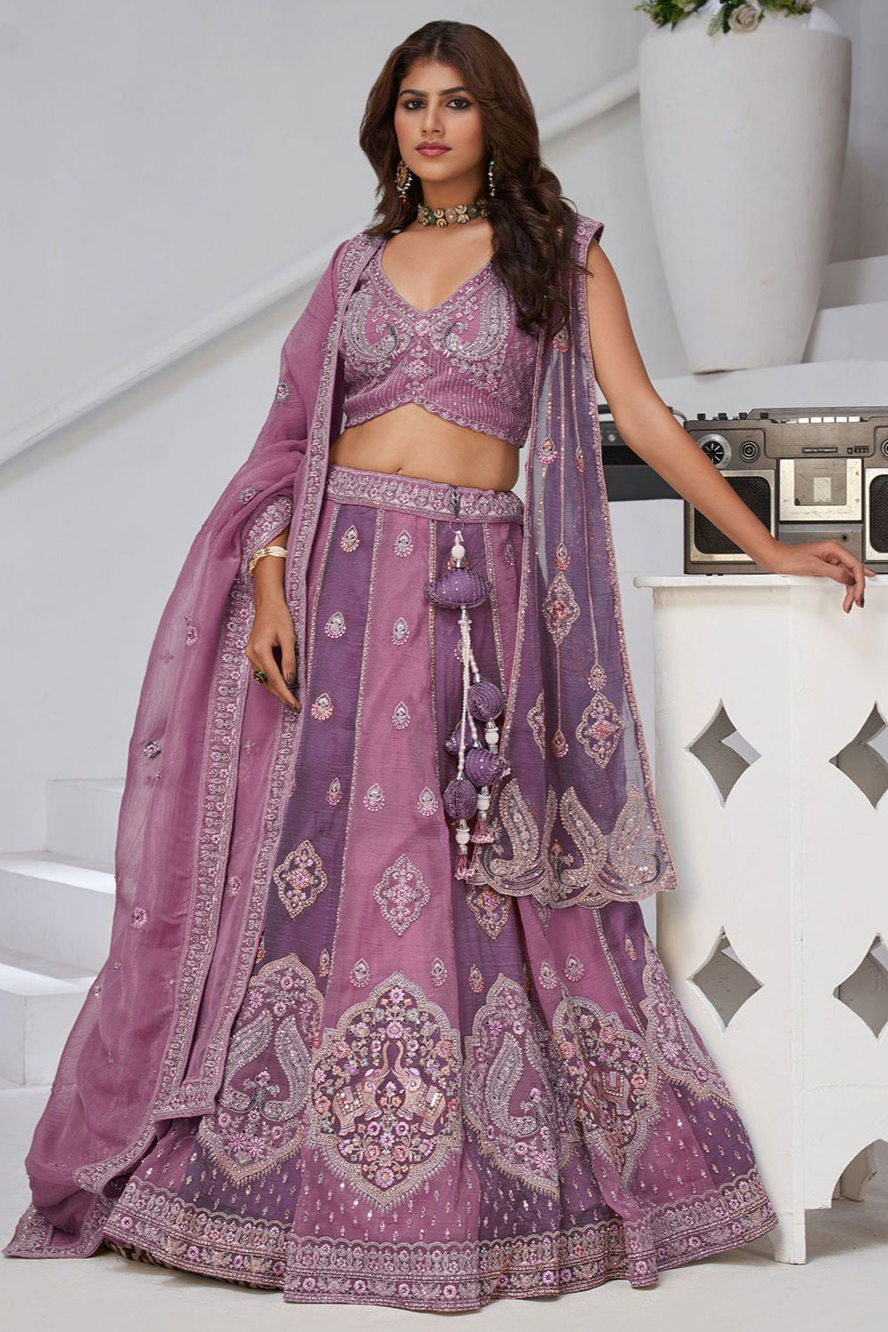 Purple Tissue Lehenga Choli - SFRELS6529