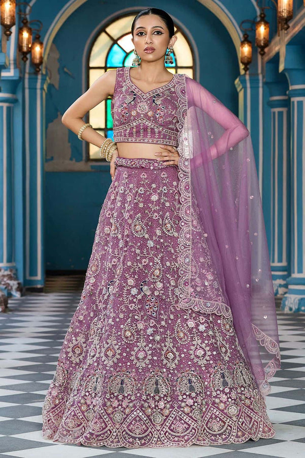Pink Net Engagement Lehenga Choli Designer In Sequin  SFPRF267102