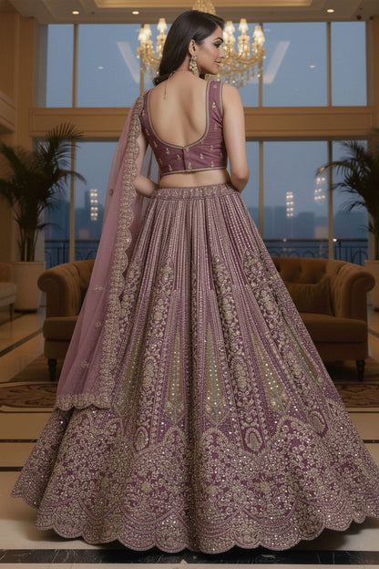 Pink Net Lehenga Choli - SFANJ3216
