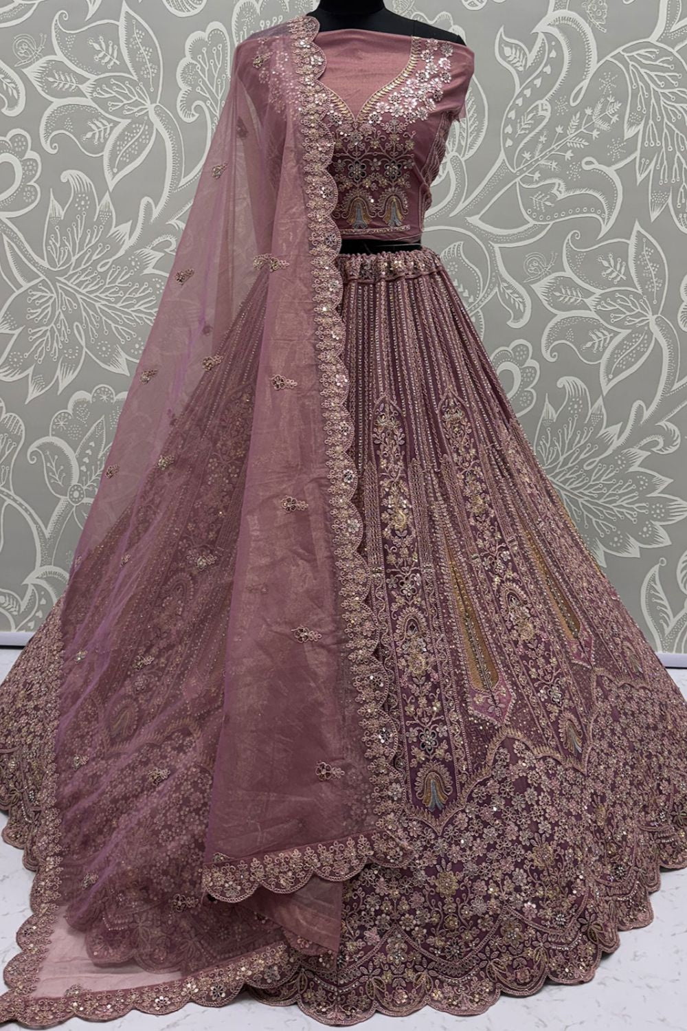 Pink Net Lehenga Choli - SFANJ3216