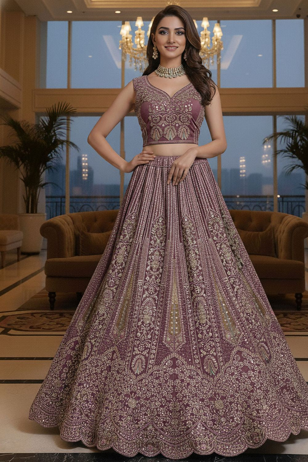 Pink Net Lehenga Choli - SFANJ3216