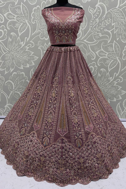 Pink Net Lehenga Choli - SFANJ3216