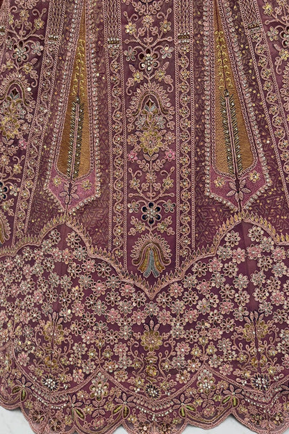 Pink Net Lehenga Choli - SFANJ3216