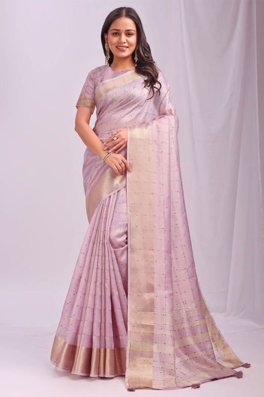 Pink Sleek Organza Casual Sarees With Blouse SFAST11605