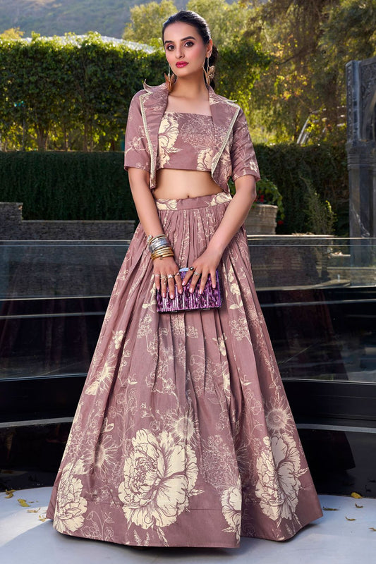 Pink Silk Evening Wedding Party Lehenga Choli SFROY541802R