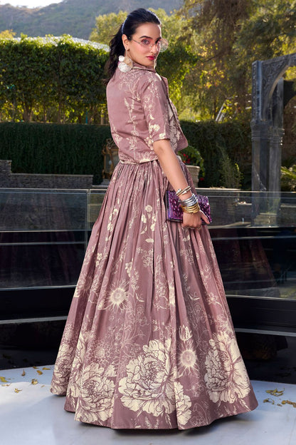 Pink Silk Evening Wedding Party Lehenga Choli SFROY541802R