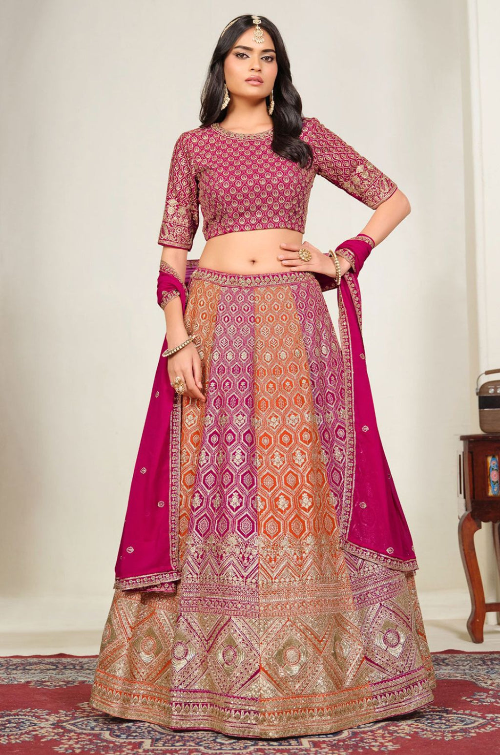 Orange Georgette Lehenga Choli - SFDFS39101