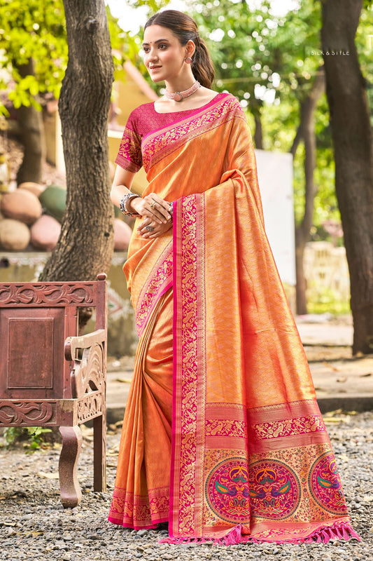 Orange Sangeet Kanjivaram Silk Sarees SFSGM119201