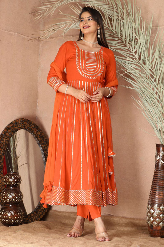 Orange Rayon Salwar Kameez - SFSBR1310R