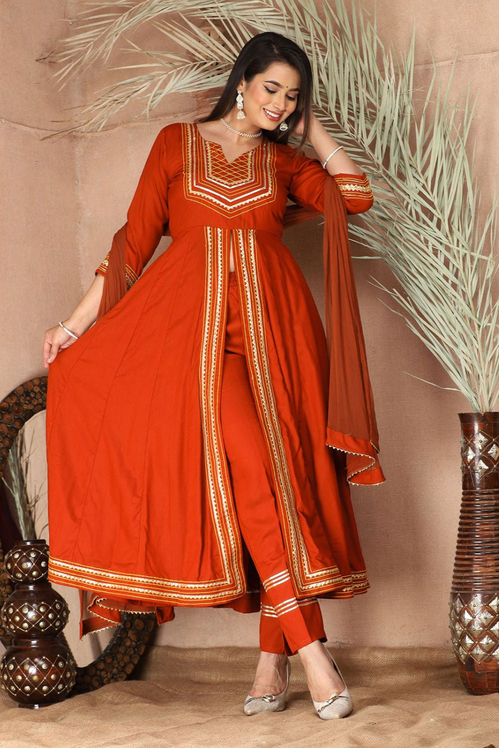 Orange Rayon Plus Size Indian Sangeet Salwar Kameez  SFSBR1111R
