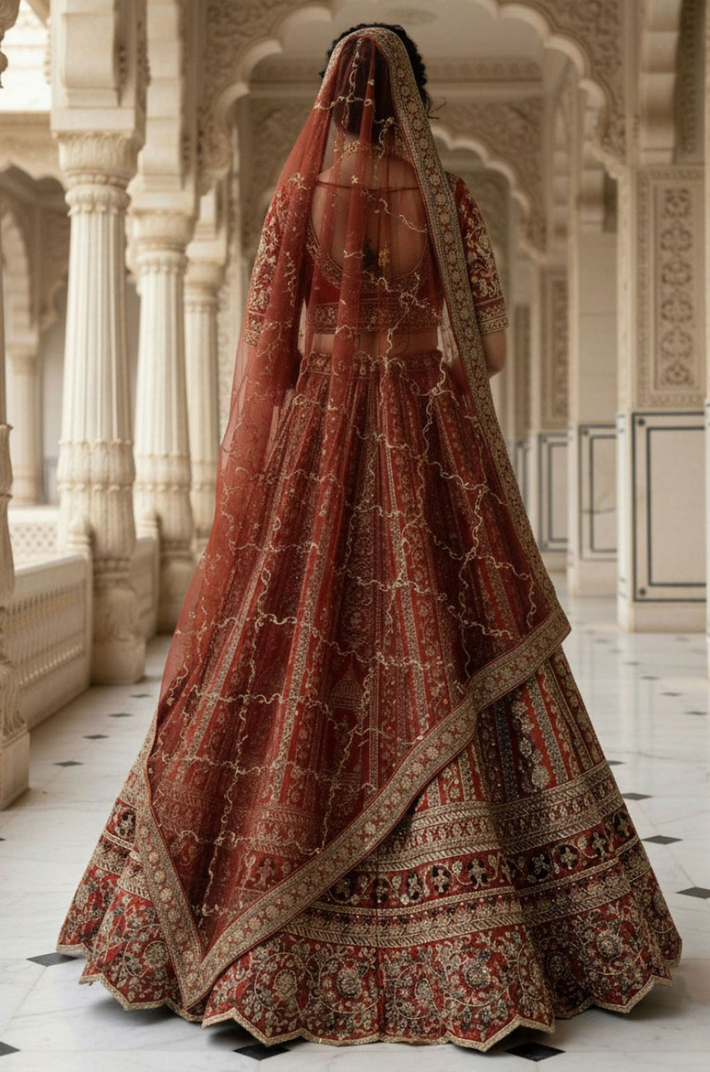 Orange Silk Bridal Lehenga Choli Set SFANJ3172