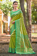 Green Wedding Engagement Silk Saree With Blouse SFSGM119305