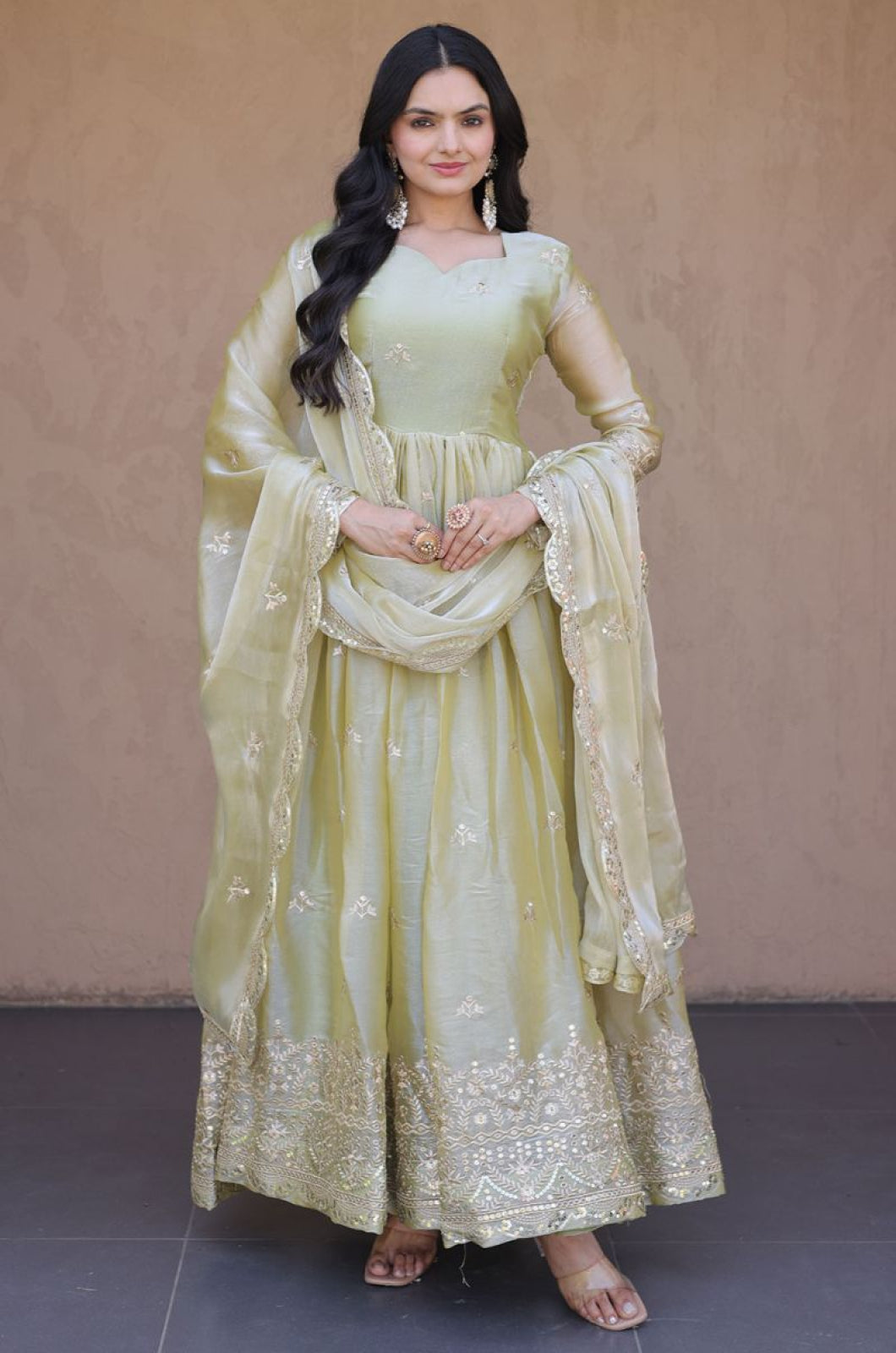 Green Silk Gowns - SFPRF280302R