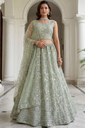 Green Net Lehenga Choli - SFANJ3291