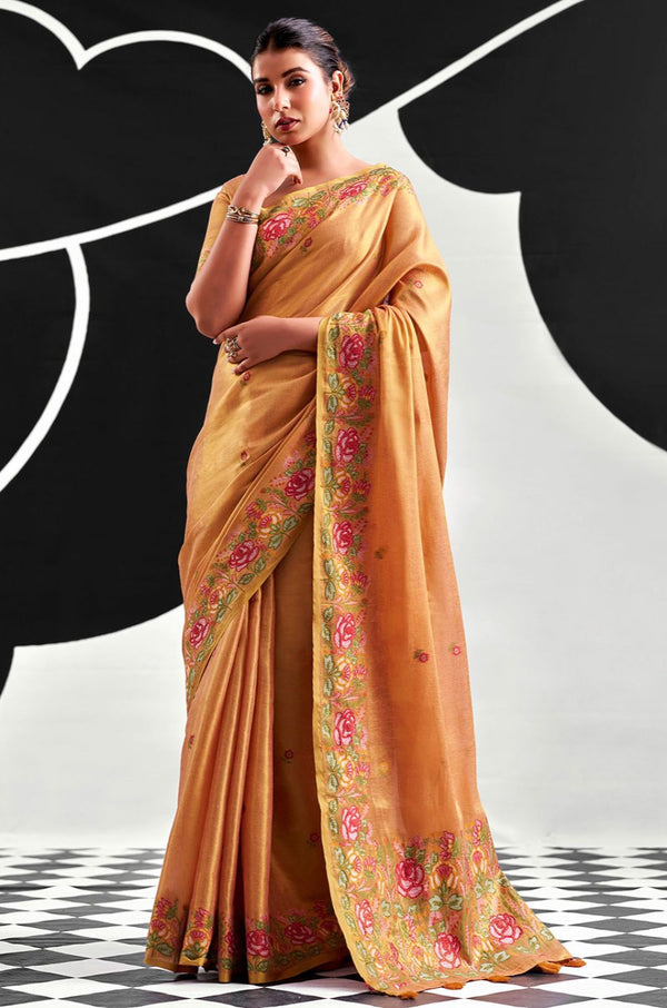 Peach Tissue Sarees - SFSA575903