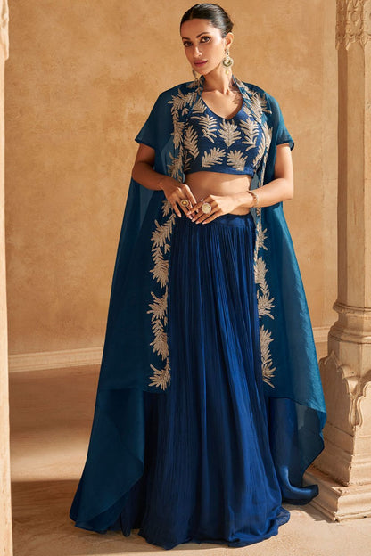 Blue Silk Lehenga Choli - SFYS144401R