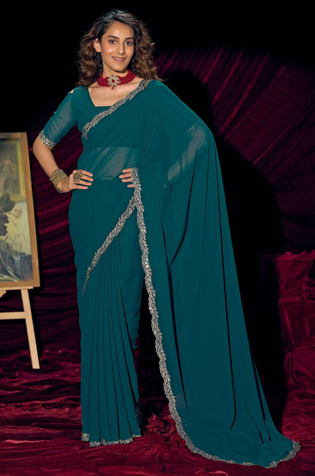 Blue Georgette Sarees - SFSA572105