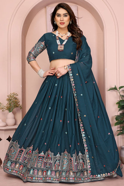 Blue Georgette Lehenga Choli - SFROY457905