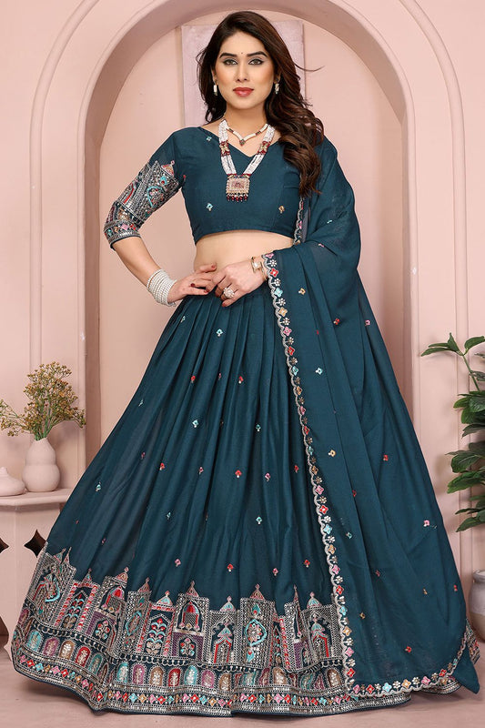 Blue Georgette Lehenga Choli - SFROY457905
