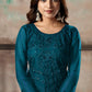 Plus Size Teal Blue  Salwar Suit In Net SFDFS13306