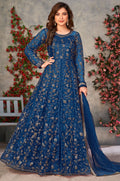 Blue Net Salwar Kameez - SFDFS34403