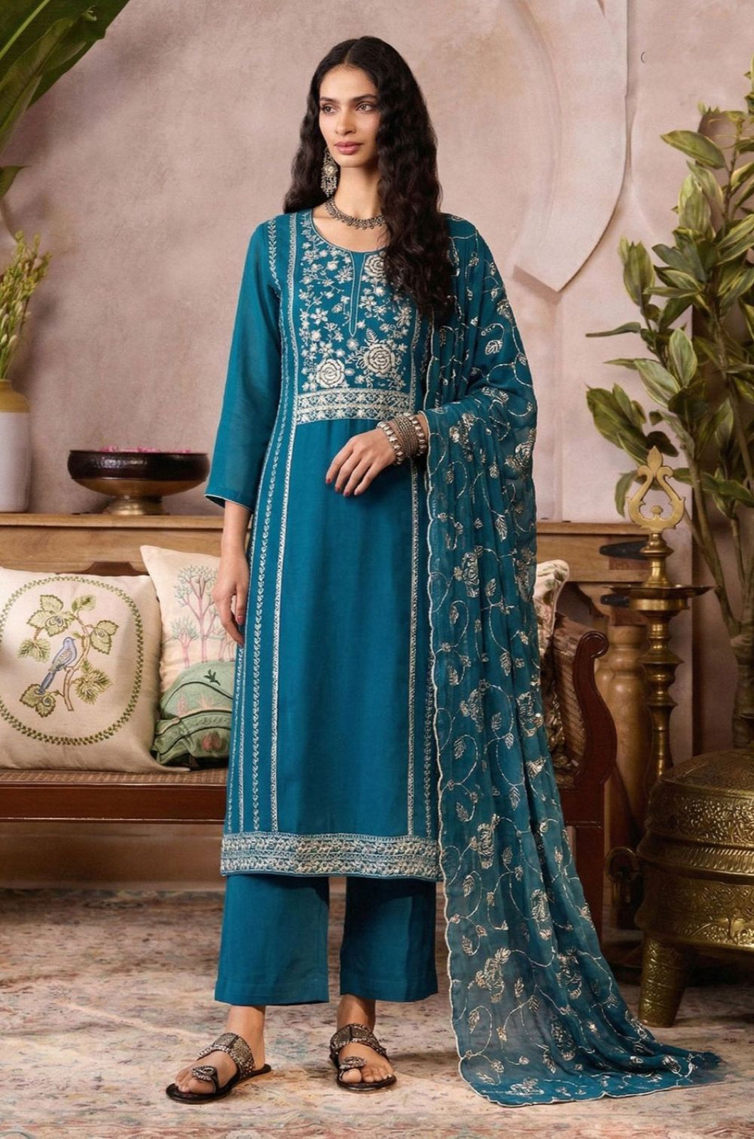 Blue Organza Salwar Kameez - SFSA561901R