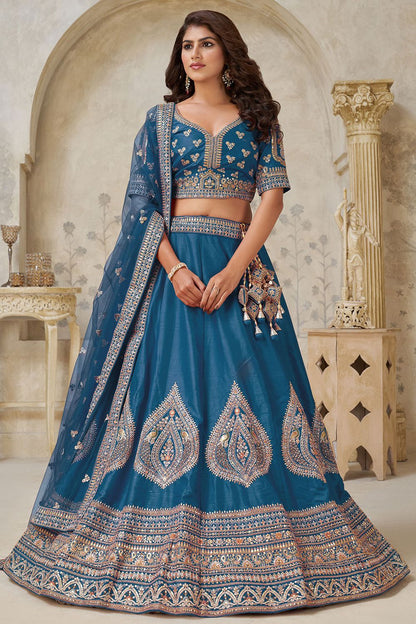 Blue Silk Lehenga Choli - SFRELS6513