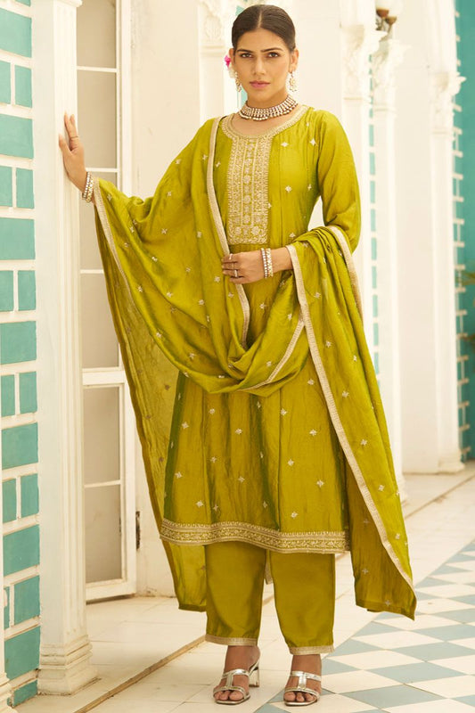 Green Mesmerizing Art Silk Salwar Kameez SFROY543101R