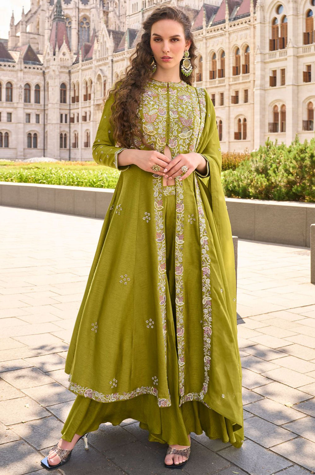 Green Silk Salwar Kameez - SFYS158102R