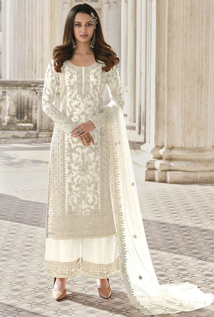 White Net Indian Sangeet Salwar Kameez  SFEDC2206