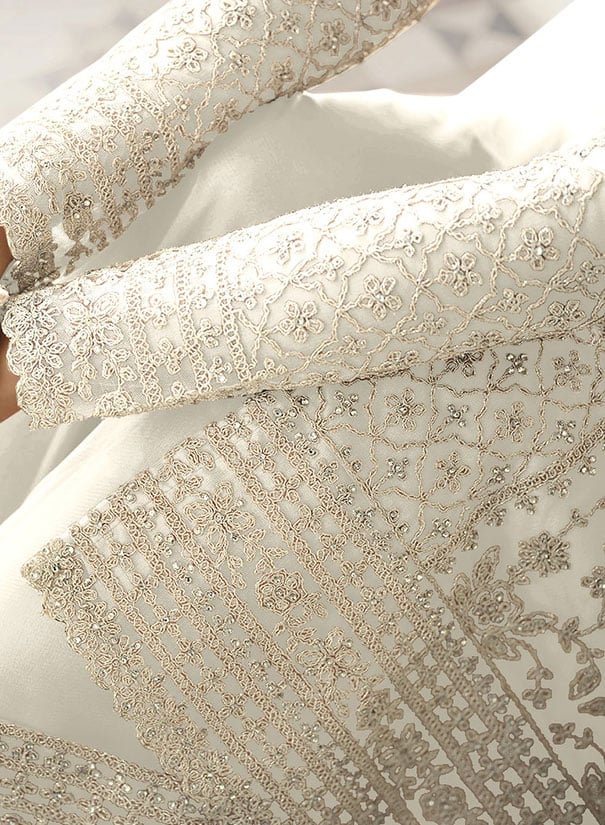 White Net Indian Sangeet Salwar Kameez  SFEDC2206