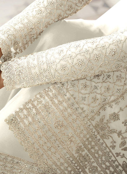 White Net Indian Sangeet Salwar Kameez  SFEDC2206