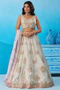 White Tissue Lehenga Choli - SFROY571801