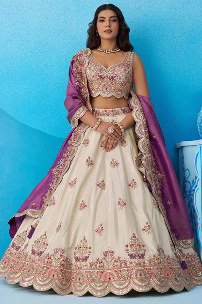 White Tissue Lehenga Choli - SFROY571812