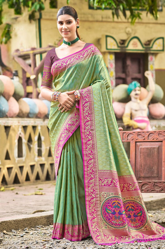 Green Sangeet Kanjivaram Silk Sarees SFSGM119202