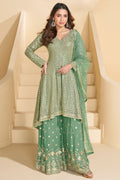 Green Sangeet Partywear Georgette Palazzo Suit SFEDC18201R
