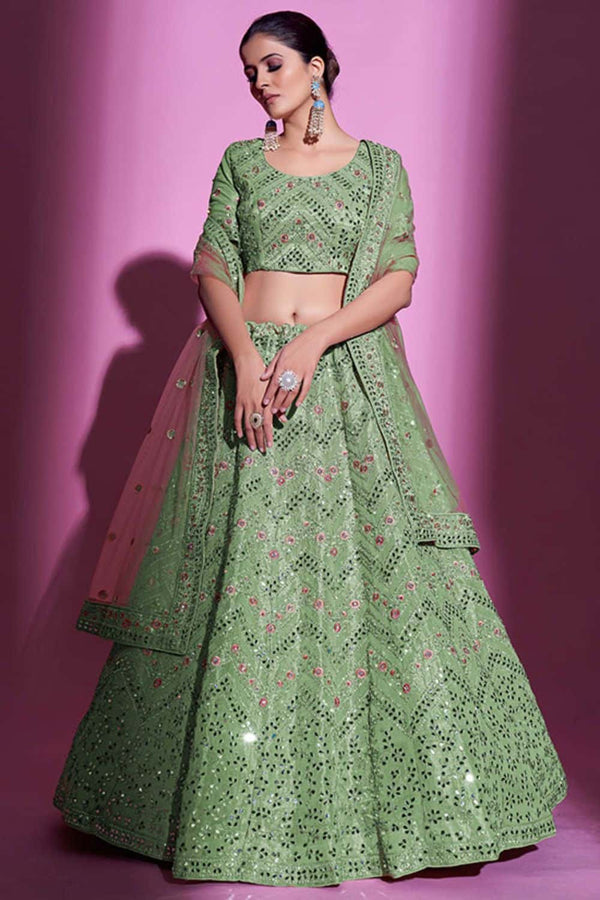 Green Sangeet Silk Lehenga Choli SFARY16418