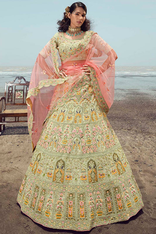 Green Georgette Lehenga Choli - SFARY15108