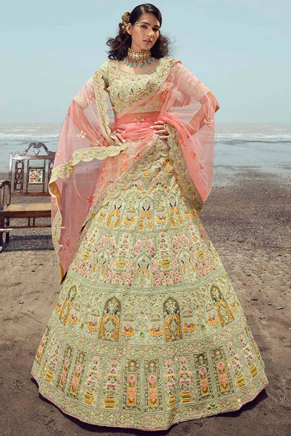 Green Georgette Lehenga Choli - SFARY15108