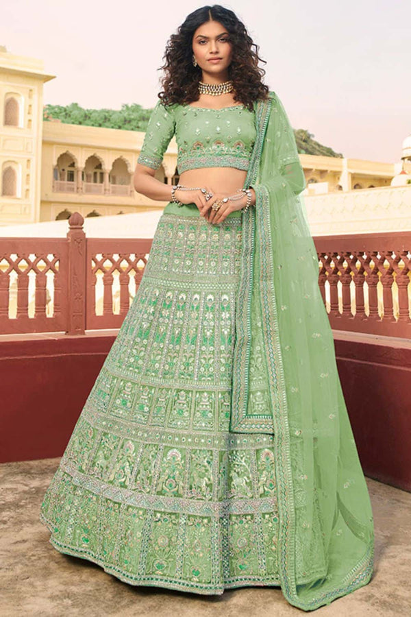 Green Organza Sangeet Wedding  Lehenga Choli SFARY10918