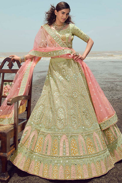 Green Organza Wedding Lehenga Choli SFARY15104