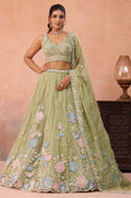 Green Tissue Lehenga Choli - SFROY571714