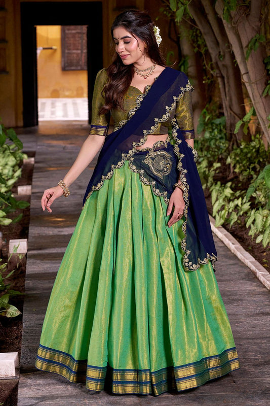 Green Silk Navratri Lehenga Choli In Silk SFROY550701