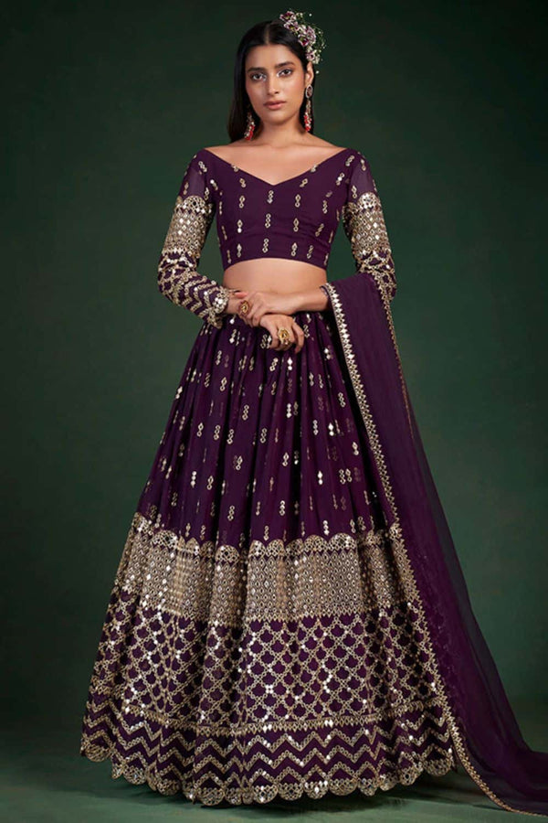 Purple Evening Georgette Lehenga Choli SFARY15602