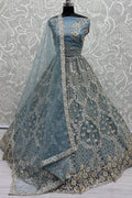 Blue Refined Net Engagement Lehenga Choli  SFANJ2999