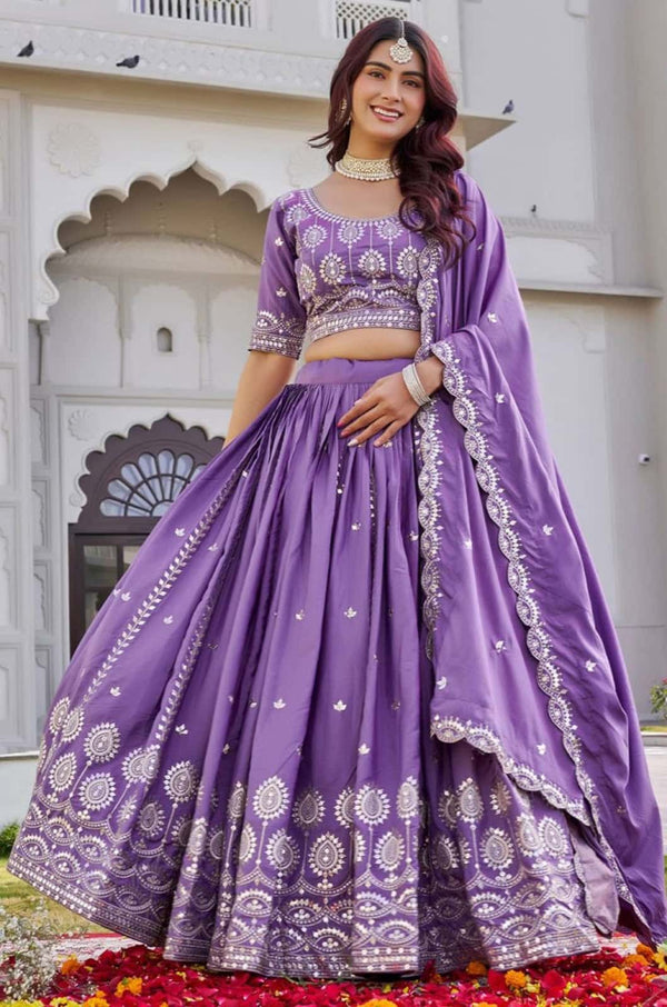 Purple Silk Lehenga Choli - SFNPV70701